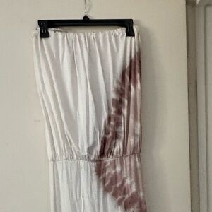 Young Fabulous & Broke Taupe and White Strapless Sundress